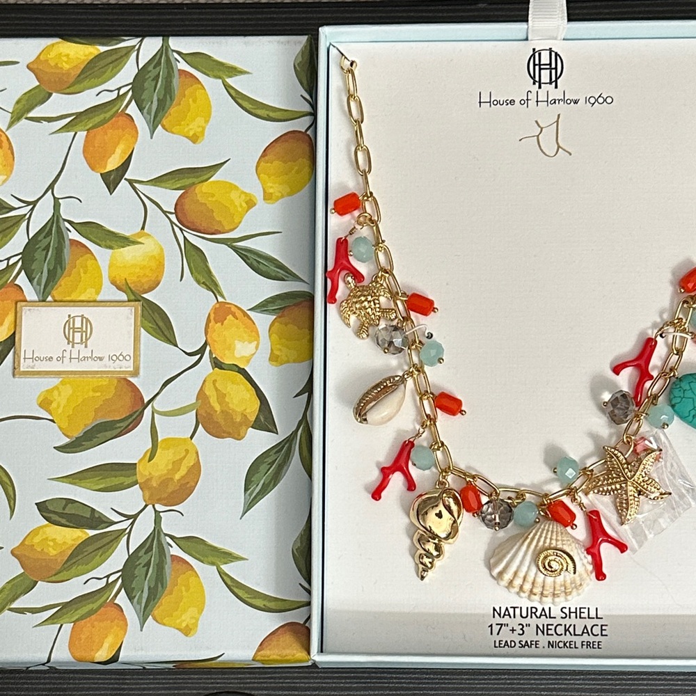 House of Harlow 1960 Gold Necklace with Shell Charms - Picture 6 of 7